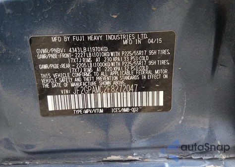 2015 Subaru Xv Crosstrek 2.0I Limited z USA, uszkodzony, nr VIN JF2GPAMC2F8272047